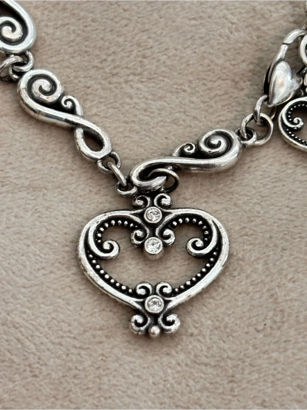 Brighton Palazzo Silver Heart Crystal Bracelet
